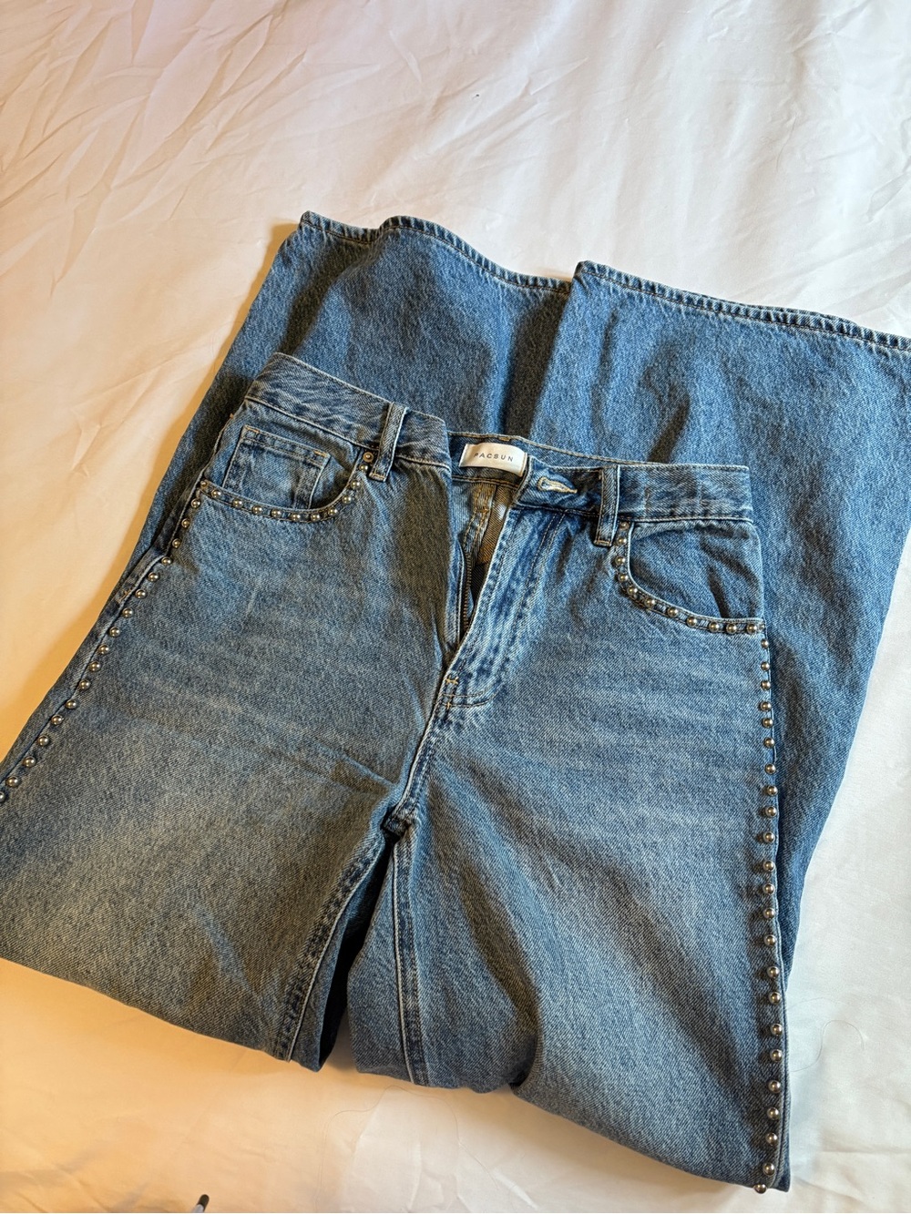 PacSun Studded Wide-Leg Blue Jeans